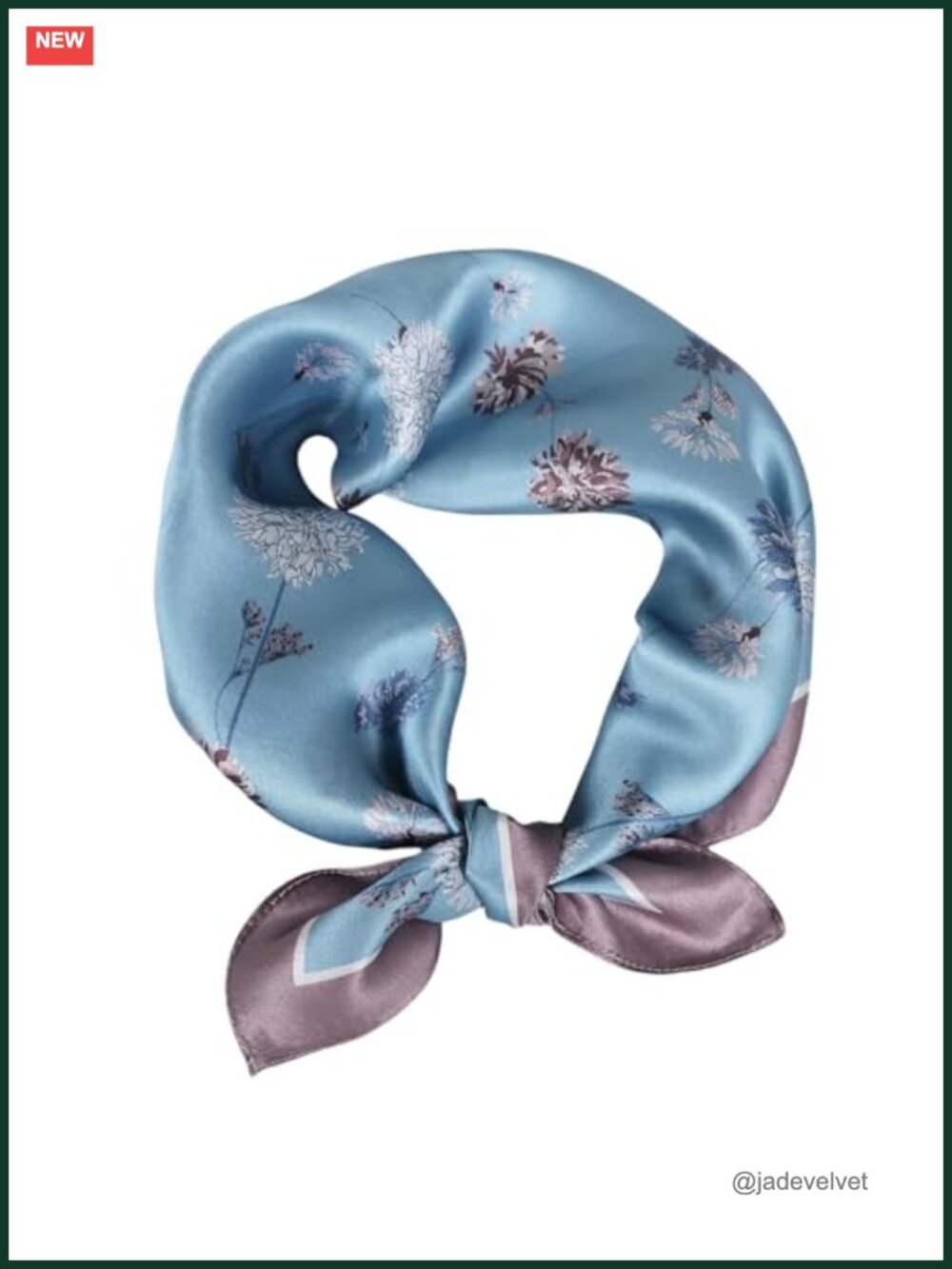 100% Mulberry Silk Neck Scarf 21" Square Floral Neckerchief